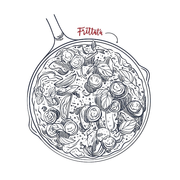 Ilustración de cocina italiana dibujada a mano