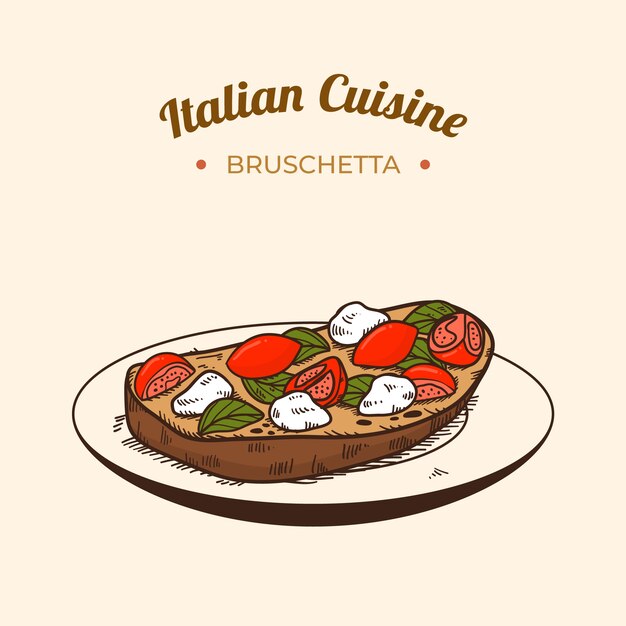 Ilustración de cocina italiana dibujada a mano