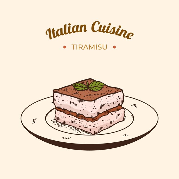 Ilustración de cocina italiana dibujada a mano