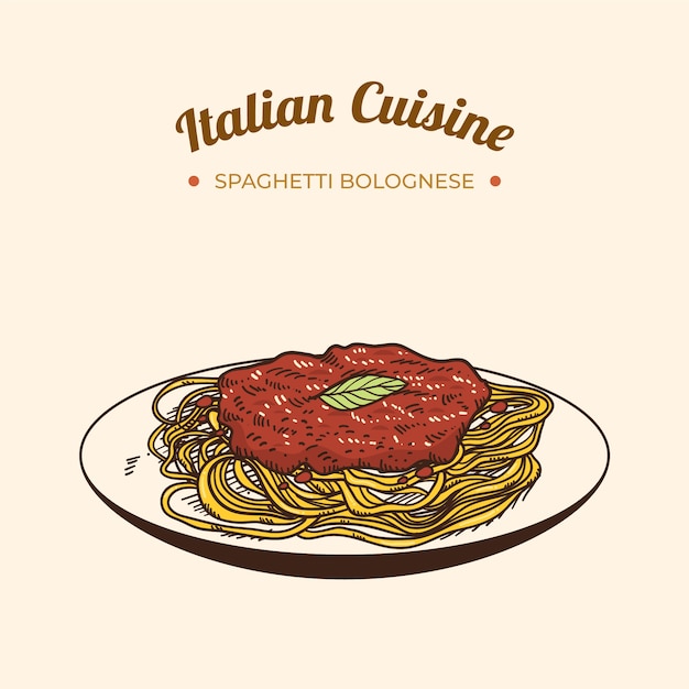 Ilustración de cocina italiana dibujada a mano