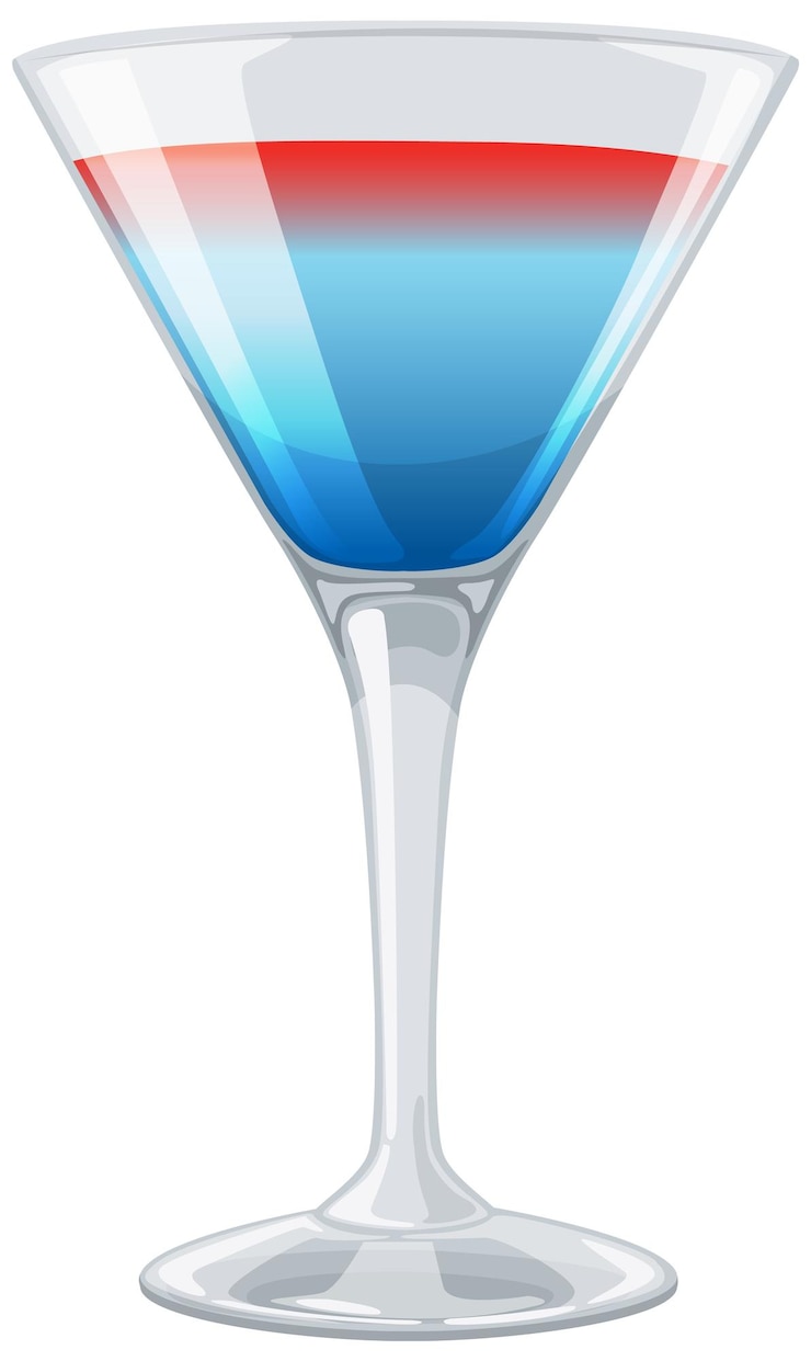 Vector gratuito ilustración de un cóctel patriótico en una copa martini