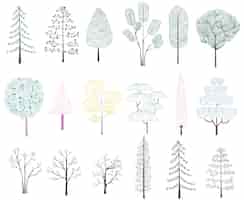Vector gratuito ilustración de la colección de árboles de pino