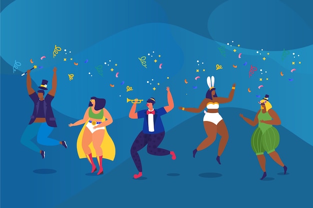 Vector gratuito ilustración con colección de bailarines de carnaval