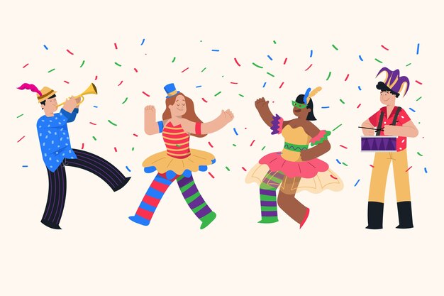 Ilustración de colección de bailarines de carnaval