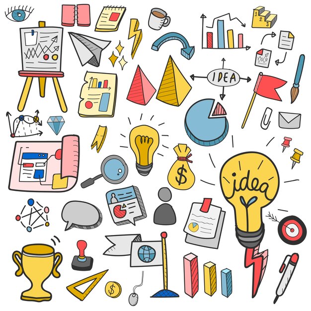 Ilustración de la colección de negocios doodle de inicio