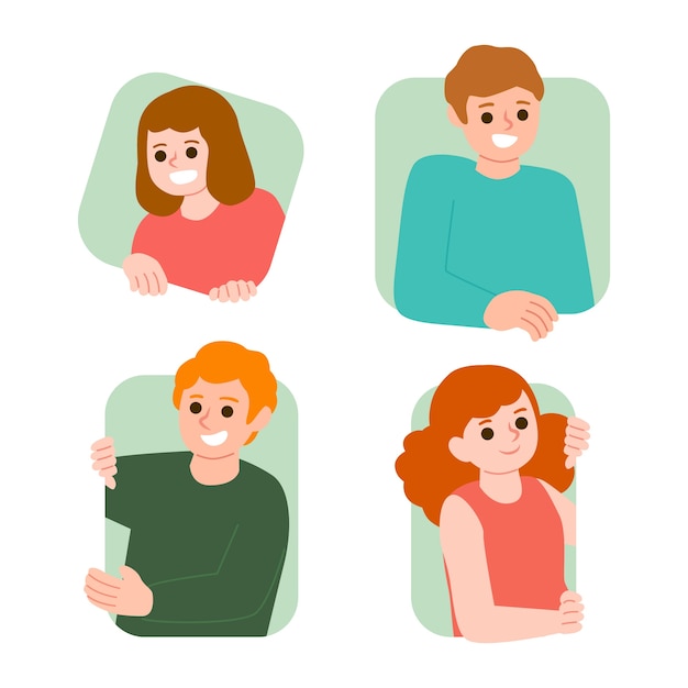 Ilustración con colección de personas asomando