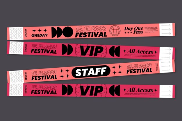 Ilustración de colección de pulseras de eventos planos