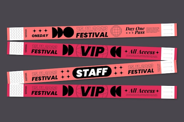 Ilustración de colección de pulseras de eventos planos
