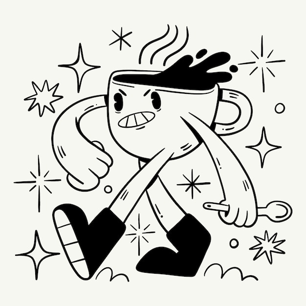 Ilustración para colorear dibujos animados dibujada a mano