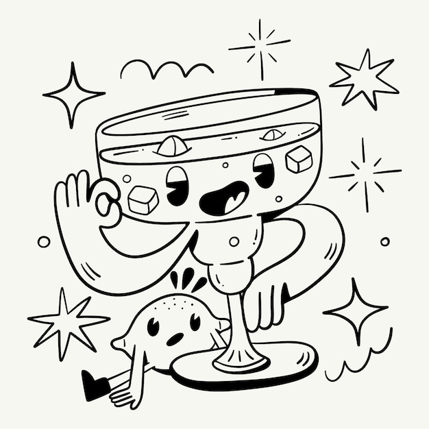 Ilustración para colorear dibujos animados dibujada a mano