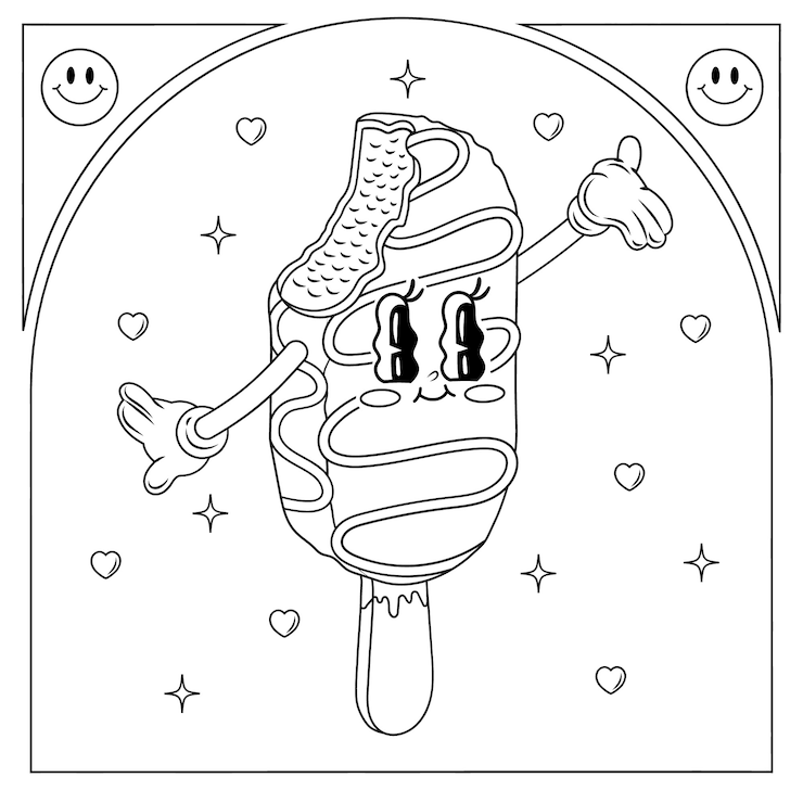 Vector gratuito ilustración para colorear de dibujos animados retro dibujados a mano