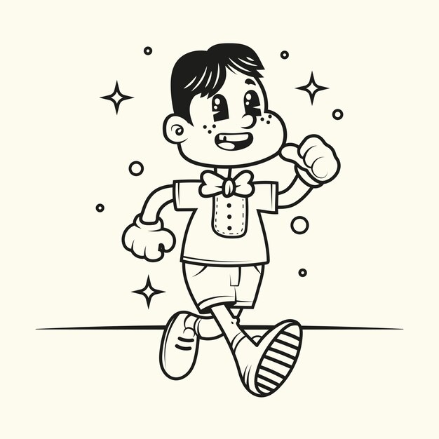 Ilustración para colorear dibujos animados retro