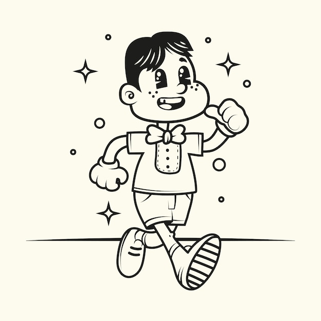 Ilustración para colorear dibujos animados retro