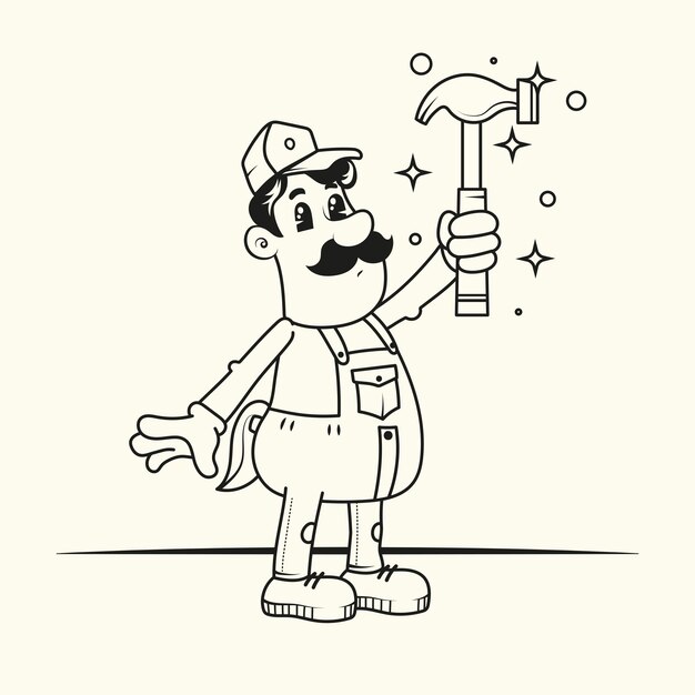 Ilustración para colorear dibujos animados retro