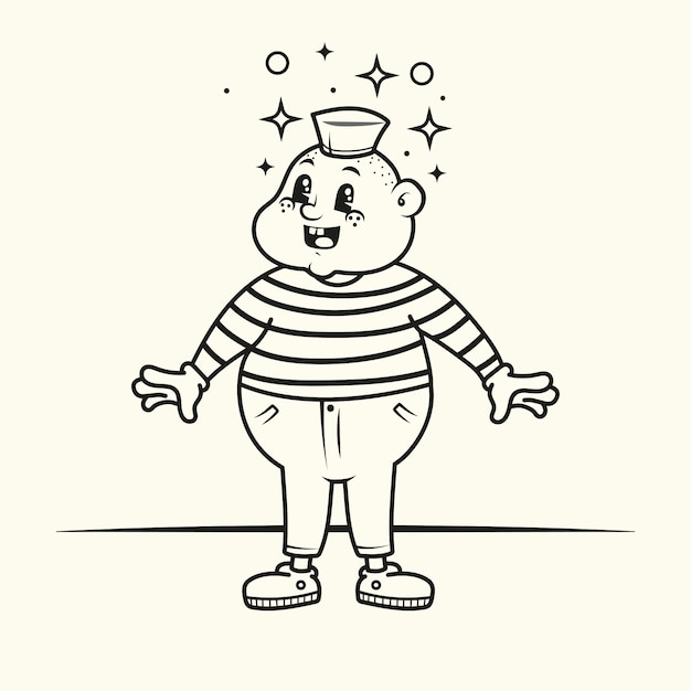 Ilustración para colorear dibujos animados retro