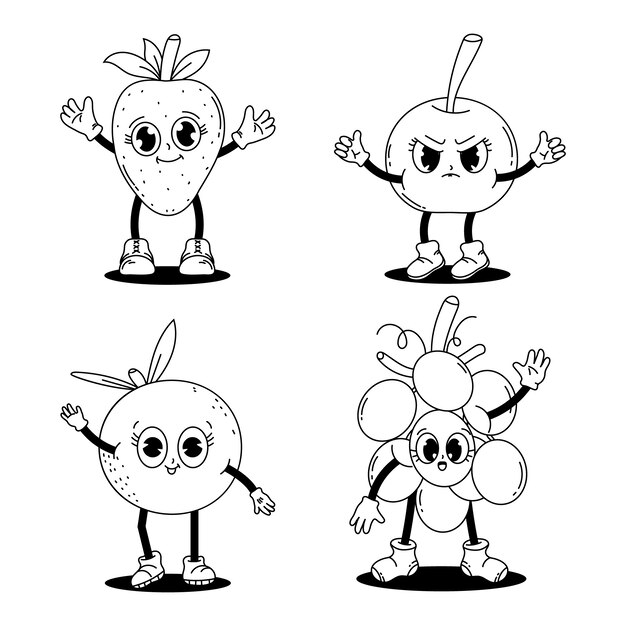 Ilustración para colorear dibujos animados retro