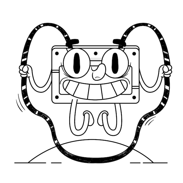 Ilustración para colorear dibujos animados retro