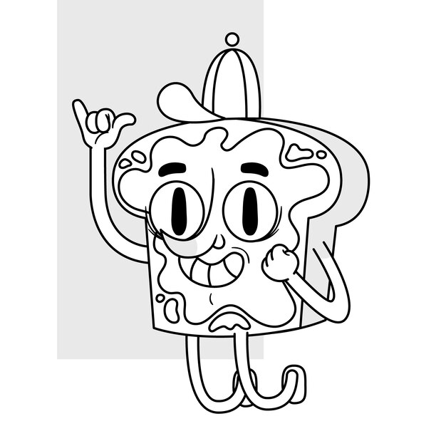 Ilustración para colorear dibujos animados retro