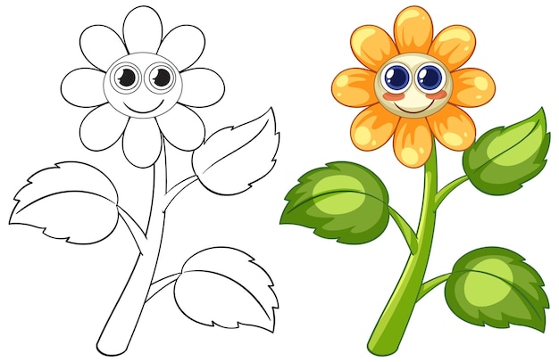 Ilustración para colorear flores de dibujos animados