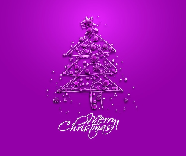 Ilustración colorida del árbol de Navidad. Fondo de tema de Navidad