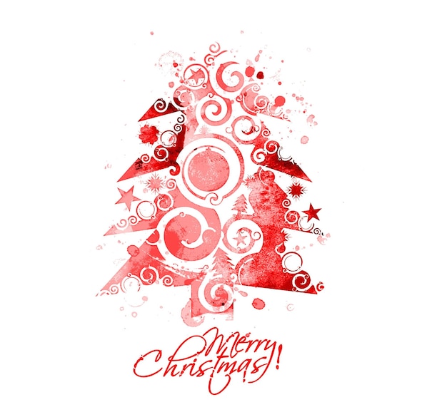 Ilustración colorida del árbol de Navidad. Fondo de tema de Navidad