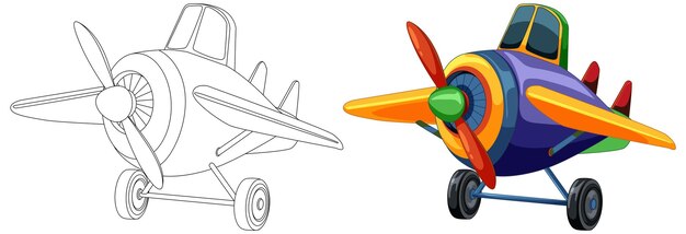 Vector gratuito ilustración colorida de un avión de dibujos animados