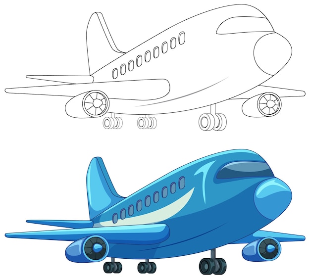 Ilustración colorida de un avión de dibujos animados