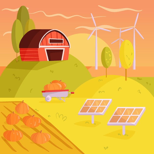 Vector gratuito ilustración colorida del concepto de agricultura ecológica