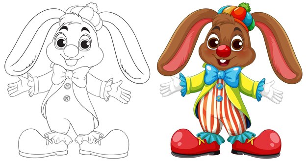 Ilustración colorida del conejo payaso de dibujos animados