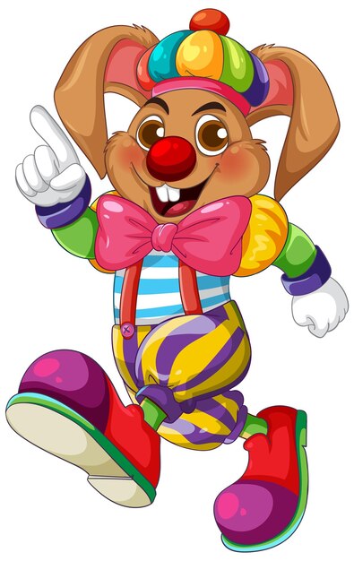 Ilustración colorida del conejo payaso de dibujos animados