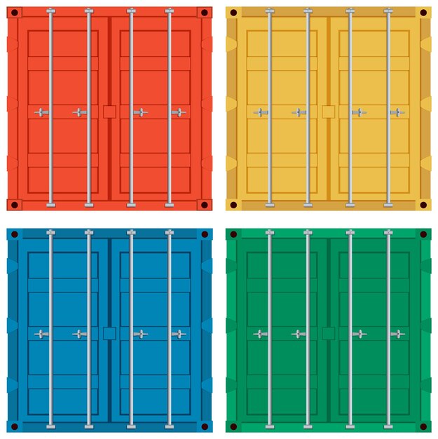 Ilustración colorida de los contenedores de transporte