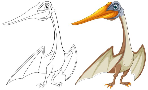 Ilustración colorida y con contornos de dinosaurios