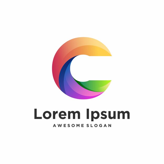 Ilustración colorida del diseño degradado del logotipo de la letra