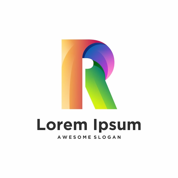Ilustración colorida del diseño degradado del logotipo de la letra