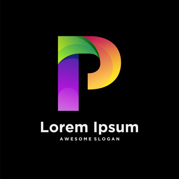 Ilustración colorida del diseño degradado del logotipo de la letra