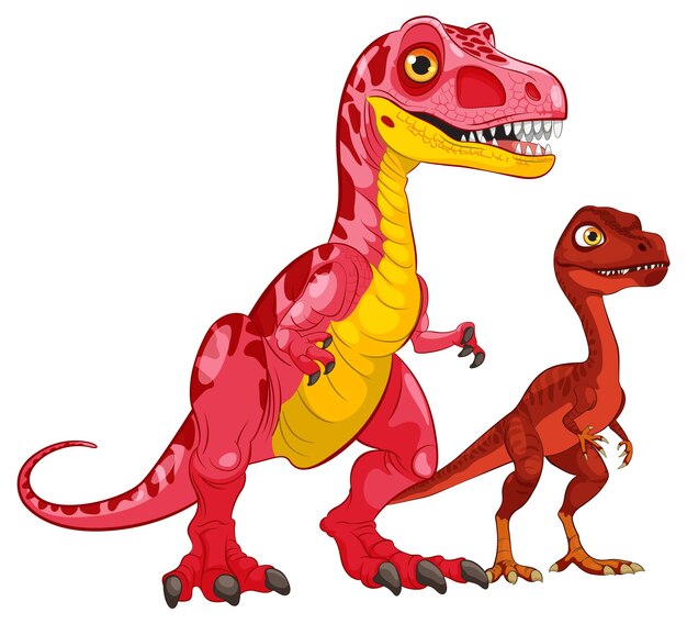 Ilustración colorida de un dúo de dinosaurios