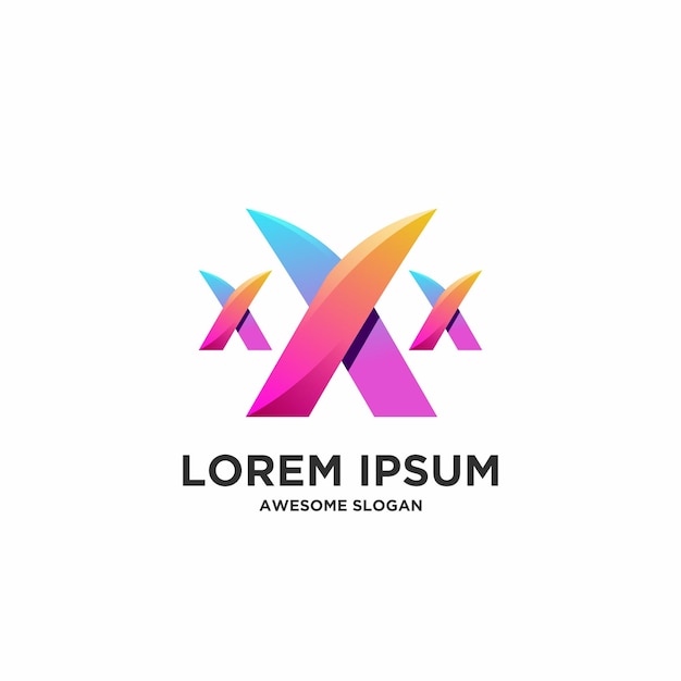 Ilustración colorida del gradiente del logotipo de la letra X