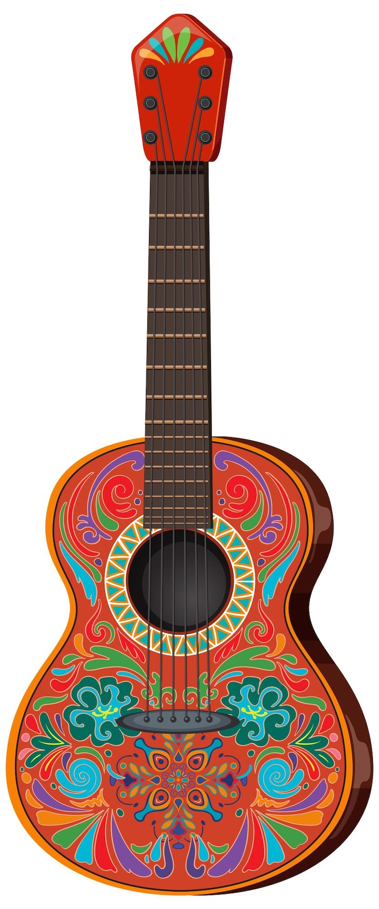 Vector gratuito ilustración colorida de la guitarra mexicana
