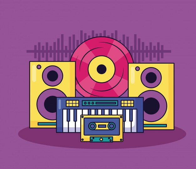 Ilustración colorida de música