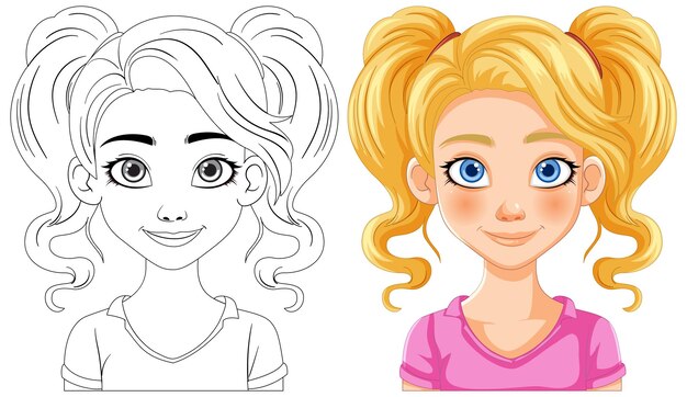 Ilustración colorida de una niña de dibujos animados