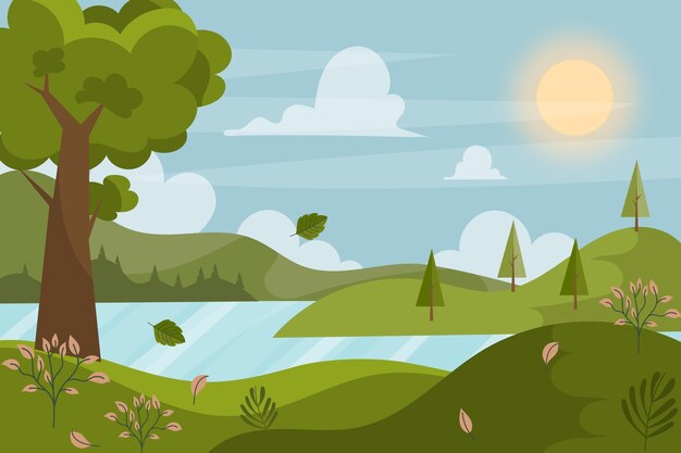 Ilustración colorida del paisaje asombroso