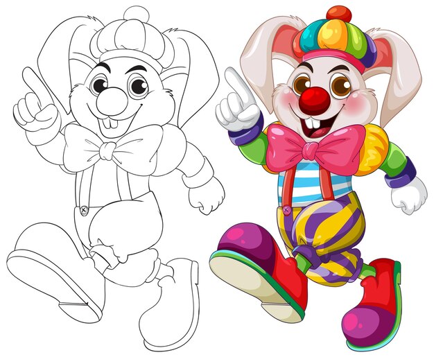Ilustración colorida del payaso conejo de dibujos animados