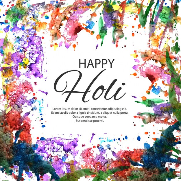 Ilustración del colorido Happy Holi Background para la celebración del Festival of Colors
