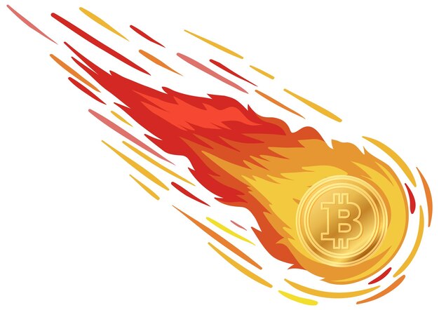 Ilustración del cometa Bitcoin ardiente