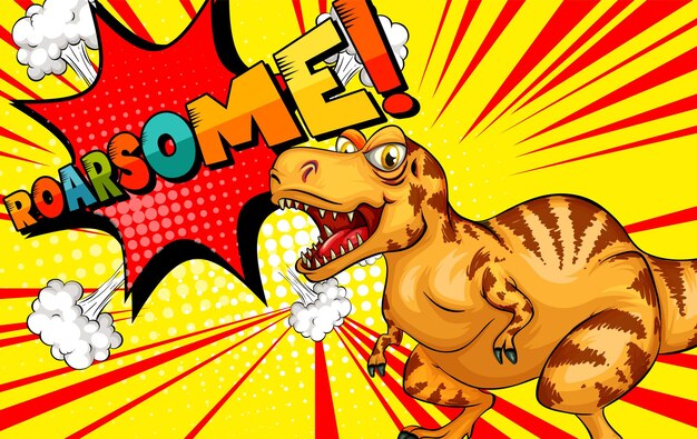 Ilustración cómica de un dinosaurio ruidoso