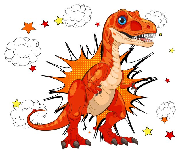 Ilustración de cómics de superhéroes dinosaurios