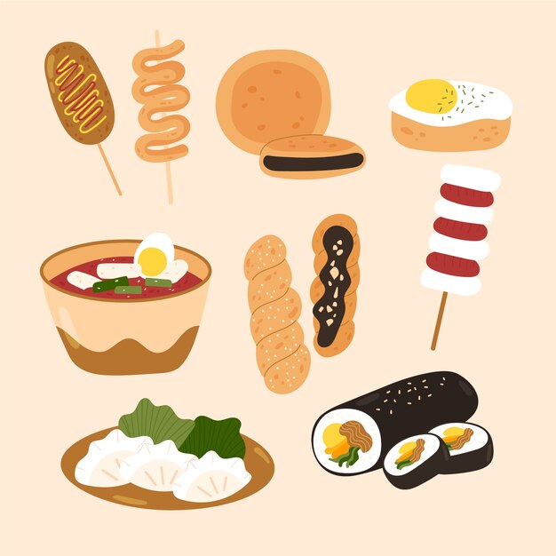 Ilustración de comida callejera dibujada a mano