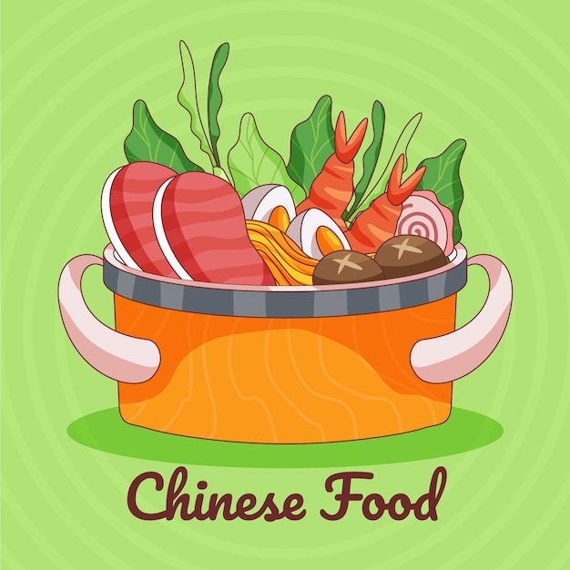 Vector gratuito ilustración de comida china dibujada a mano