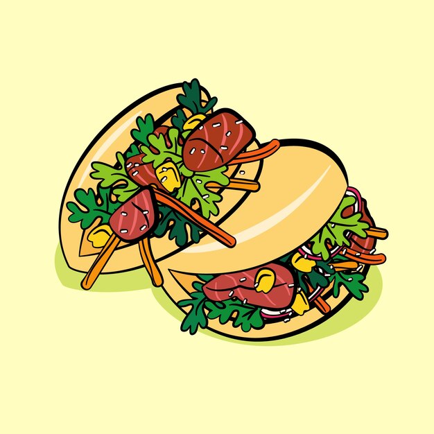 Ilustración de comida china dibujada a mano