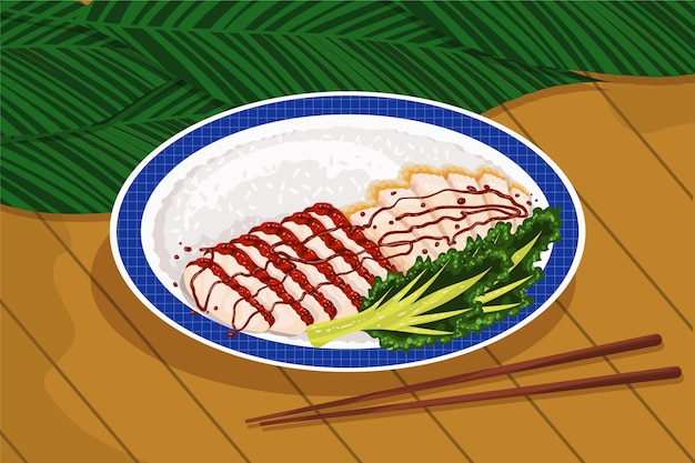 Ilustración de comida china de diseño plano dibujado a mano